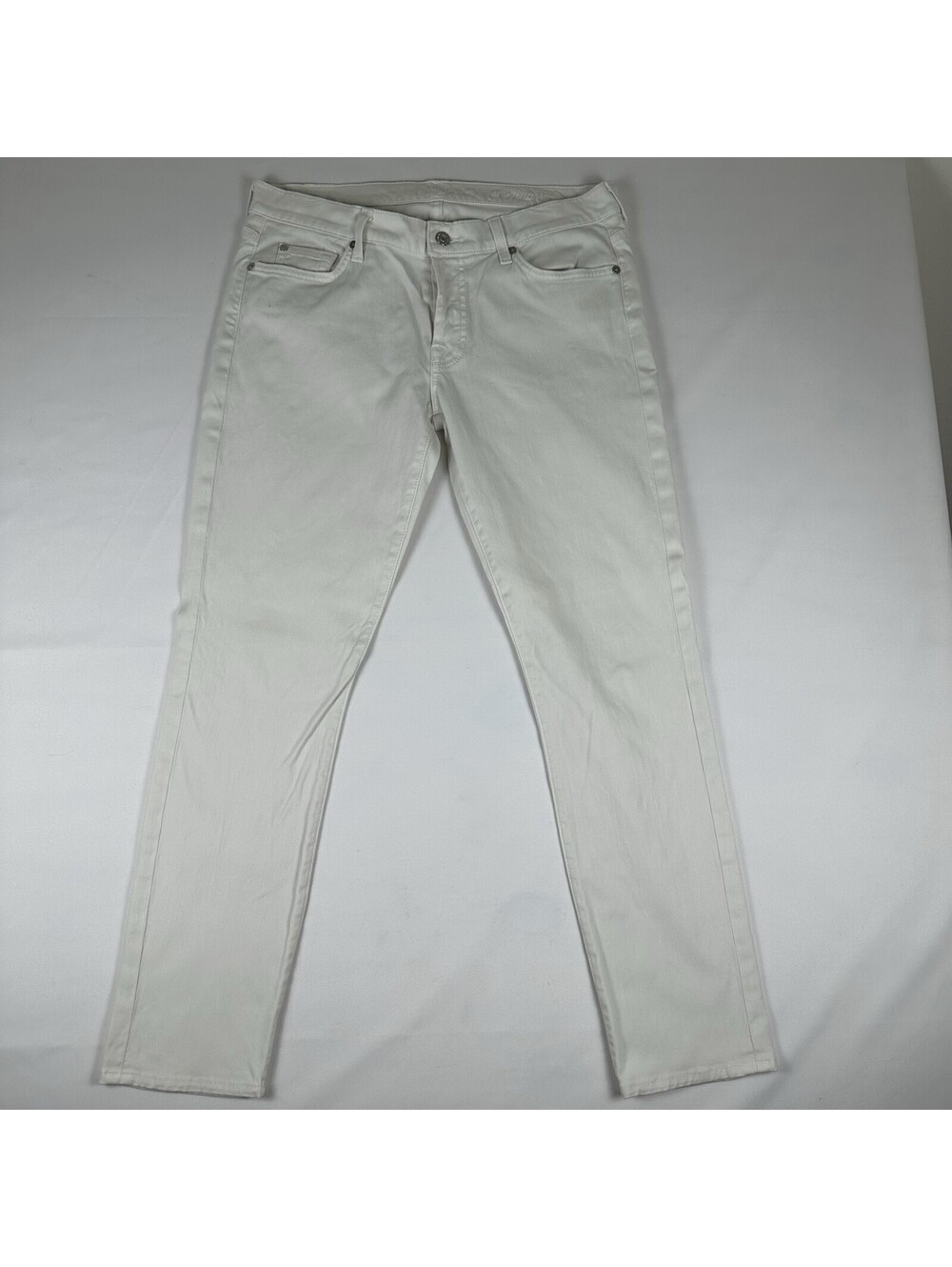 7 For All Mankind Josefina Boyfriend Skinny Jeans White Sz 30
